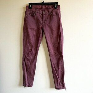 7 for All Mankind Jeans Plum Ankle Zip Crop Denim Womens Size‎ 26 Pants